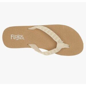 Flojos Women’s Size 9 Flip Flop MEMEX Footbed Juno Weave Ivory Gold Comfort Flat